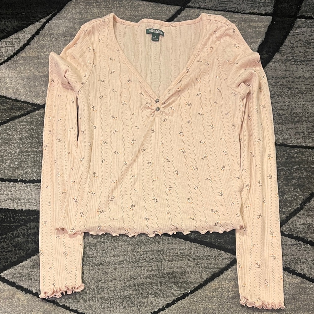 Blush Floral Long Sleeve Tee Crop